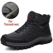 Load image into Gallery viewer, Winter Mens Boots Plush Warm Snow Boots Waterproof Outdoor Short Boots Leather Ankle Hiking Boots Mens Waterproof Outdoor Snow Boots Winter Cold Weather Shoes
