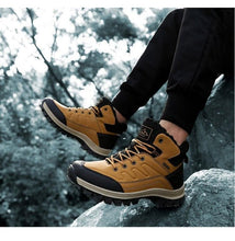 Load image into Gallery viewer, Winter Mens Boots Plush Warm Snow Boots Waterproof Outdoor Short Boots Leather Ankle Hiking Boots Mens Waterproof Outdoor Snow Boots Winter Cold Weather Shoes
