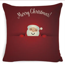 Load image into Gallery viewer, Winter Merry Christmas Cushion Cover Red Christmas Santa Claus Greeting Christmas Pillow Covers Red Plaid Pillow Covers Christmas Tree Snowflakes Text Pillow Cover
