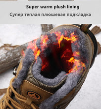 Load image into Gallery viewer, Winter Snow Boots Waterproof Leather Sneakers Super Warm Men's Boots Outdoor Hiking Boots Warm Fur Line Hiking Boot Outdoor Walking Shoes Casual Leather Booties For Men
