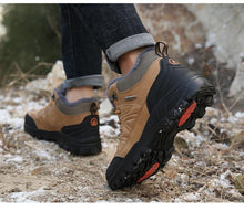 Load image into Gallery viewer, Winter Snow Boots Waterproof Leather Sneakers Super Warm Men's Boots Outdoor Hiking Boots Warm Fur Line Hiking Boot Outdoor Walking Shoes Casual Leather Booties For Men
