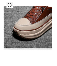 Load image into Gallery viewer, Winter Thich Womans Sneakers Warm Casual Vulcanized Shoes High Platform Boots Lace Up High Top Leather Sneakers Woman High Fashion Thick Soled Sports Walking  Platform Shoes 7CM
