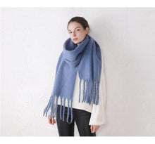 Load image into Gallery viewer, Winter Thick Soft Solid Color Warm Scarf Cashmere Hijabs Lightweight Warm Scarves Wraps Elegant Big Tassels Shawl Long Stole Mufflers For Women
