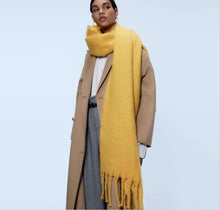 Load image into Gallery viewer, Winter Thick Soft Solid Color Warm Scarf Cashmere Hijabs Lightweight Warm Scarves Wraps Elegant Big Tassels Shawl Long Stole Mufflers For Women
