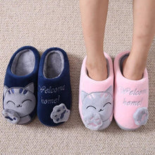 Load image into Gallery viewer, Winter Warm Home Slippers Women Cat Non-Slip Home Shoes Indoor Floor Bedroom Couple Plush House Slippers Comfort Plush Cute House Lucky Cat Warm Indoor Home Shoes
