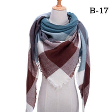 Load image into Gallery viewer, Winter Warm Soft Bandana Plaid Warm Headwear Triangle Scarves Scarf Cashmere Scarf Knit Wraps Shawls Hijabs Shawls Escharpe Elegant Cashmere Scarf Head Wrap Bandana Blanket Shawls Wraps For Female
