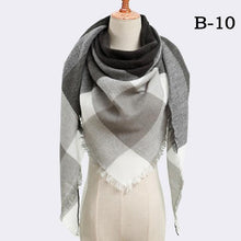Load image into Gallery viewer, Winter Warm Soft Bandana Plaid Warm Headwear Triangle Scarves Scarf Cashmere Scarf Knit Wraps Shawls Hijabs Shawls Escharpe Elegant Cashmere Scarf Head Wrap Bandana Blanket Shawls Wraps For Female
