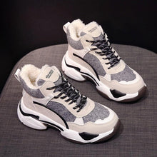 Load image into Gallery viewer, Winter Women's Sneakers Fashion Breathable Casual Running Winter Warm Anti-Slip Soft Sole Warm Fur Lined Winter Womens High Heels Sneakers

