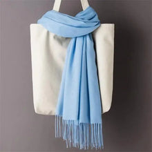 将图片加载到图库查看器，Winter Women Scarf Female Scarves For Women Solid Shawl Wraps For Winter Casual Wear Travel Friendly Wool Tassel Scarf Fashion Solid Color Toddler Soft Warm Scarves
