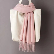 将图片加载到图库查看器，Winter Women Scarf Female Scarves For Women Solid Shawl Wraps For Winter Casual Wear Travel Friendly Wool Tassel Scarf Fashion Solid Color Toddler Soft Warm Scarves
