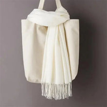 将图片加载到图库查看器，Winter Women Scarf Female Scarves For Women Solid Shawl Wraps For Winter Casual Wear Travel Friendly Wool Tassel Scarf Fashion Solid Color Toddler Soft Warm Scarves
