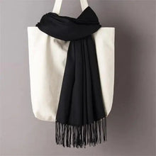 将图片加载到图库查看器，Winter Women Scarf Female Scarves For Women Solid Shawl Wraps For Winter Casual Wear Travel Friendly Wool Tassel Scarf Fashion Solid Color Toddler Soft Warm Scarves
