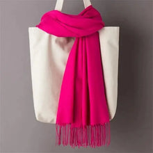 将图片加载到图库查看器，Winter Women Scarf Female Scarves For Women Solid Shawl Wraps For Winter Casual Wear Travel Friendly Wool Tassel Scarf Fashion Solid Color Toddler Soft Warm Scarves
