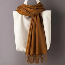 将图片加载到图库查看器，Winter Women Scarf Female Scarves For Women Solid Shawl Wraps For Winter Casual Wear Travel Friendly Wool Tassel Scarf Fashion Solid Color Toddler Soft Warm Scarves
