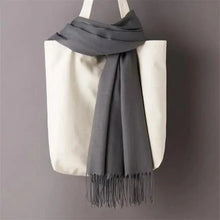 将图片加载到图库查看器，Winter Women Scarf Female Scarves For Women Solid Shawl Wraps For Winter Casual Wear Travel Friendly Wool Tassel Scarf Fashion Solid Color Toddler Soft Warm Scarves
