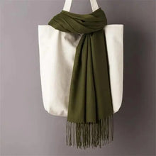 将图片加载到图库查看器，Winter Women Scarf Female Scarves For Women Solid Shawl Wraps For Winter Casual Wear Travel Friendly Wool Tassel Scarf Fashion Solid Color Toddler Soft Warm Scarves
