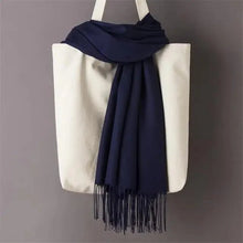 将图片加载到图库查看器，Winter Women Scarf Female Scarves For Women Solid Shawl Wraps For Winter Casual Wear Travel Friendly Wool Tassel Scarf Fashion Solid Color Toddler Soft Warm Scarves
