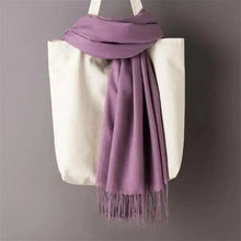 将图片加载到图库查看器，Winter Women Scarf Female Scarves For Women Solid Shawl Wraps For Winter Casual Wear Travel Friendly Wool Tassel Scarf Fashion Solid Color Toddler Soft Warm Scarves
