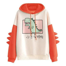 Load image into Gallery viewer, Winter Womens Hoodies Sweatshirt Dinosaur Print Long Sleeve Patchwork Tracksuit Oversize Pullover Hoodies Women Hoodies for Teen Girls Printed Cute Hooded Sweatshirt Junior Sports Outerwear Long Sleeve Hooded Pullovers Tops
