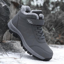将图片加载到图库查看器，Winter Womens Mens Boots Plush Leather Waterproof Climbing Hunting Shoes Unisex Lace-up Outdoor Warm Hiking Boot Warm Ankle Cushionable Non-Slip Fashion Booties For Outdoor Walking
