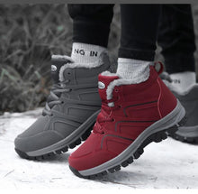将图片加载到图库查看器，Winter Womens Mens Boots Plush Leather Waterproof Climbing Hunting Shoes Unisex Lace-up Outdoor Warm Hiking Boot Warm Ankle Cushionable Non-Slip Fashion Booties For Outdoor Walking
