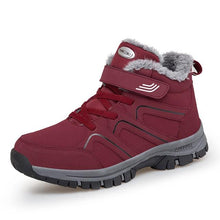 将图片加载到图库查看器，Winter Womens Mens Boots Plush Leather Waterproof Climbing Hunting Shoes Unisex Lace-up Outdoor Warm Hiking Boot Warm Ankle Cushionable Non-Slip Fashion Booties For Outdoor Walking
