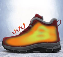 将图片加载到图库查看器，Winter Womens Mens Boots Plush Leather Waterproof Climbing Hunting Shoes Unisex Lace-up Outdoor Warm Hiking Boot Warm Ankle Cushionable Non-Slip Fashion Booties For Outdoor Walking
