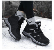 将图片加载到图库查看器，Winter Womens Mens Boots Plush Leather Waterproof Climbing Hunting Shoes Unisex Lace-up Outdoor Warm Hiking Boot Warm Ankle Cushionable Non-Slip Fashion Booties For Outdoor Walking
