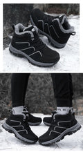 将图片加载到图库查看器，Winter Womens Mens Boots Plush Leather Waterproof Climbing Hunting Shoes Unisex Lace-up Outdoor Warm Hiking Boot Warm Ankle Cushionable Non-Slip Fashion Booties For Outdoor Walking
