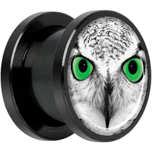 Load image into Gallery viewer, Black White Owl Black Anodized Screw Fit Plug Set 1/2

