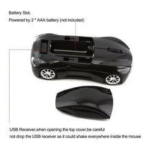 Load image into Gallery viewer, Wireless Black Sports Car USB Mouse Design Computer 1600 DPI Mouse Mini Ergonomic Gaming Mouse For Laptop And Computer 2.4Ghz
