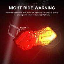 Load image into Gallery viewer, Wireless Remote Turn Signal Bicycle Light Indicator Smart LED Bike Taillight USB Rechargeable Cycling Rear Lamp USB LED Wireless Bike Rear Light Remote Control Bike Brake Light Bicycle Cycling Safety Outdoor Flashlight
