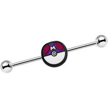 Load image into Gallery viewer, 14G Licensed Pokemon Master Ball Industrial Barbell 35mm
