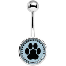 将图片加载到图库查看器，Black on Blue Paw Print Belly Ring
