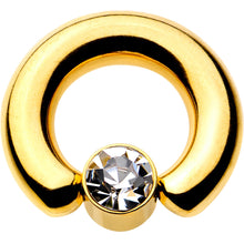 将图片加载到图库查看器，2G 9/16 Clear Gem 8mm Disc Gold IP BCR Captive Ring

