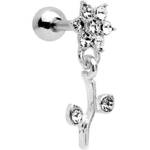 将图片加载到图库查看器，16G 1/4 Clear Gem  Flower Dangle Cartilage Tragus Earring
