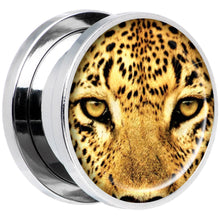 Load image into Gallery viewer, Full Color Leopard Eyes Steel Screw Fit Plug Set 5/8
