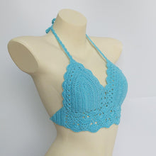 Load image into Gallery viewer, Woman Bikini Top Crochet Knit Separate Female Women Comfortable Beach Crochet Crop Summer Halter Tank Top Beach Knit  Bra Beachwear Plus Size Bathing Suits Summer Beach Crochet Crop Tank Top
