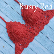 Load image into Gallery viewer, Woman Bikini Top Crochet Knit Separate Female Women Comfortable Beach Crochet Crop Summer Halter Tank Top Beach Knit  Bra Beachwear Plus Size Bathing Suits Summer Beach Crochet Crop Tank Top
