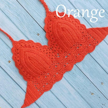 Load image into Gallery viewer, Woman Bikini Top Crochet Knit Separate Female Women Comfortable Beach Crochet Crop Summer Halter Tank Top Beach Knit  Bra Beachwear Plus Size Bathing Suits Summer Beach Crochet Crop Tank Top
