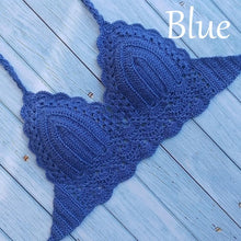 Load image into Gallery viewer, Woman Bikini Top Crochet Knit Separate Female Women Comfortable Beach Crochet Crop Summer Halter Tank Top Beach Knit  Bra Beachwear Plus Size Bathing Suits Summer Beach Crochet Crop Tank Top
