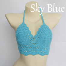 Load image into Gallery viewer, Woman Bikini Top Crochet Knit Separate Female Women Comfortable Beach Crochet Crop Summer Halter Tank Top Beach Knit  Bra Beachwear Plus Size Bathing Suits Summer Beach Crochet Crop Tank Top
