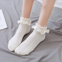 将图片加载到图库查看器，Woman Summer Ruffle Socks Short Socks Nylon Lace Socks Anime Cartoon Sweet Girls Hosiery Cosplay Costumes Accessories
