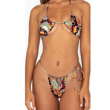 将图片加载到图库查看器，Women Bikini Set Solid Color Swimsuit Women Two Piece Swimsuit Swimwear Halter String Triangle Bikini Sets Women Hollow Out Bikinis String Swimwear Women Adjustable Bathing Suit
