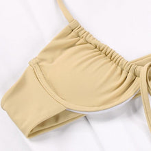 将图片加载到图库查看器，Women Bikini Set Solid Color Swimsuit Women Two Piece Swimsuit Swimwear Halter String Triangle Bikini Sets Women Hollow Out Bikinis String Swimwear Women Adjustable Bathing Suit

