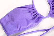 将图片加载到图库查看器，Women Bikini Set Solid Color Swimsuit Women Two Piece Swimsuit Swimwear Halter String Triangle Bikini Sets Women Hollow Out Bikinis String Swimwear Women Adjustable Bathing Suit
