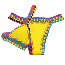 Load image into Gallery viewer, Women Bikini Set Swimwear Beachwear  Low Waist Handmade Knit Swimsuit Female Bathing Suit Swimming Suit Women's Halter Sliding Triangle Bikini Sets Charming Tie Side Bathing Suit
