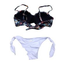 Load image into Gallery viewer, Women Bikini Swimsuit Bandage Floral Print Swimwear Split Bathing Suit Swimsuit Women Two 2 Piece Split Swimsuit  Bandage  Bikini Sets Halter Tops Bottoms Strapless Swimwear

