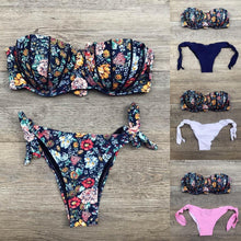 Load image into Gallery viewer, Women Bikini Swimsuit Bandage Floral Print Swimwear Split Bathing Suit Swimsuit Women Two 2 Piece Split Swimsuit  Bandage  Bikini Sets Halter Tops Bottoms Strapless Swimwear
