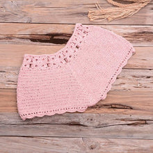 Load image into Gallery viewer, Women Bikinis Knitted Cotton Swimsuit Women Swimwear Women Bra And Bottom Black Knitted Bikini Top Summer Beach Breast Wrap Handmade Crop Top And Bottom Summer Bathing Suit Fashion Beachwear

